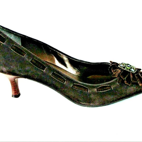 Talbots Brown Seude Pointed Toe Heels Womens 6.5 - Picture 1 of 11